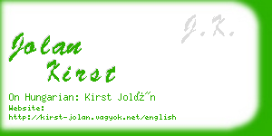jolan kirst business card